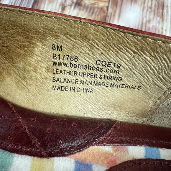 Born LILLY Womens Size 8 Red Leather Ballet Flats Shoes Slip On Loafers - Picture 13 of 13